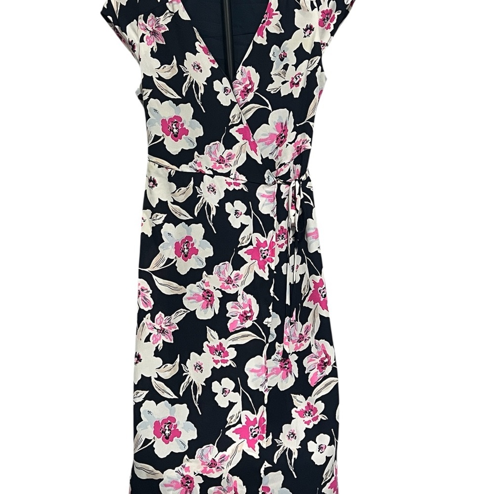 Banana Republic Wrap Pink and White Floral Midi Dress